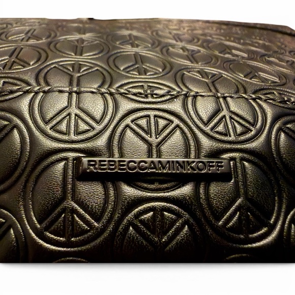 Rebecca Minkoff Black Leo Envelope Clutch with Embossed Peace Signs - Picture 3 of 5
